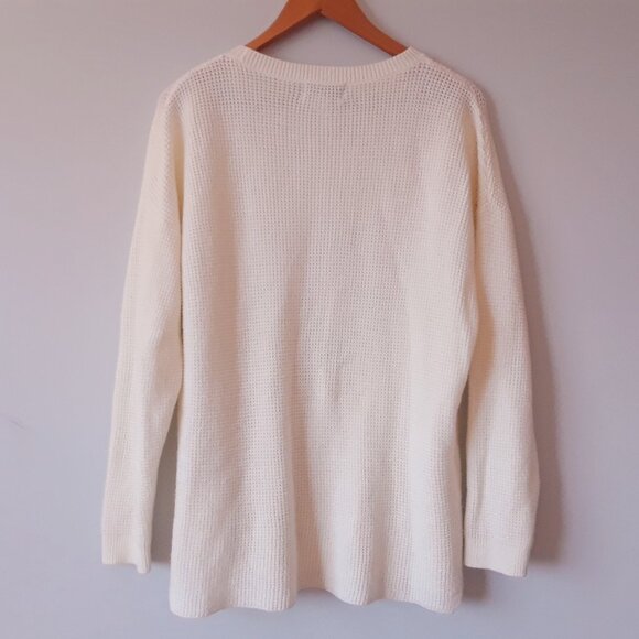 Kersh Merino Wool Blend White Knit Sweater XL - Picture 3 of 7